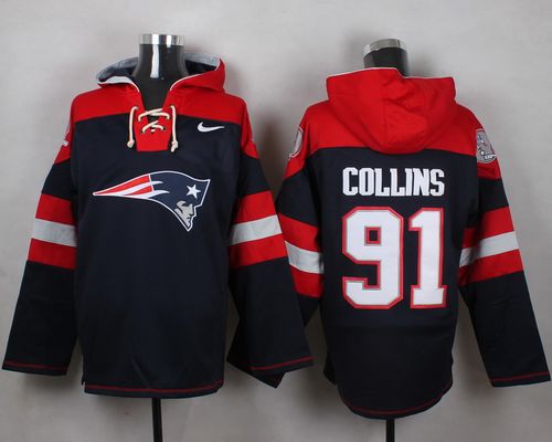  Patriots #91 Jamie Collins Navy Blue Player Pullover NFL Hoodie