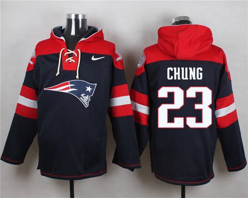  Patriots #23 Patrick Chung Navy Blue Player Pullover NFL Hoodie