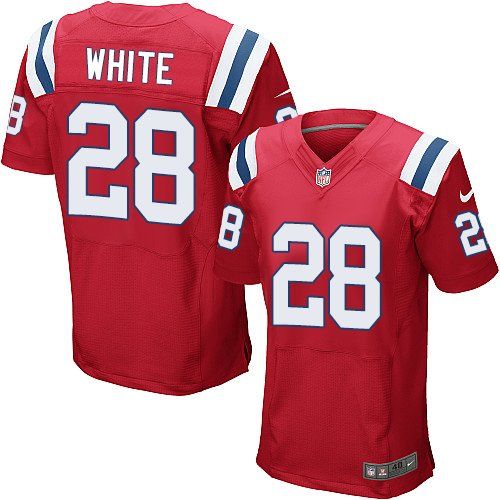  Patriots #28 James White Red Alternate Men's Stitched NFL Elite Jersey