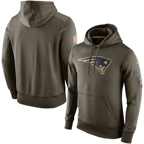 Men's New England Patriots  Olive Salute To Service KO Performance Hoodie
