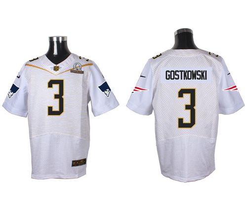  Patriots #3 Stephen Gostkowski White 2016 Pro Bowl Men's Stitched NFL Elite Jersey