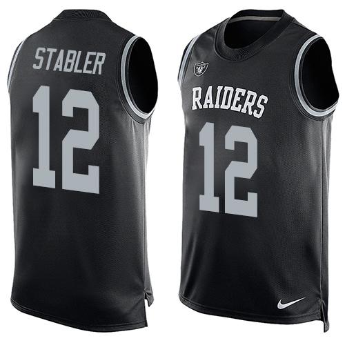  Raiders #12 Kenny Stabler Black Team Color Men's Stitched NFL Limited Tank Top Jersey