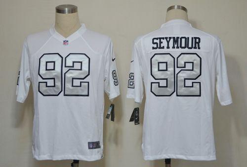  Raiders #92 Richard Seymour White Silver No. Men's Stitched NFL Game Jersey