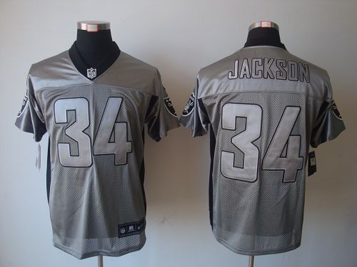  Raiders #34 Bo Jackson Grey Shadow Men's Stitched NFL Elite Jersey