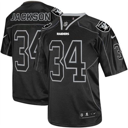  Raiders #34 Bo Jackson Lights Out Black Men's Stitched NFL Elite Jersey