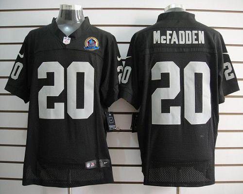  Raiders #20 Darren McFadden Black Team Color With Hall of Fame 50th Patch Men's Stitched NFL Elite Jersey