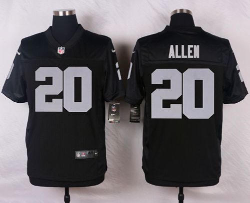  Raiders #20 Nate Allen Black Team Color Men's Stitched NFL Elite Jersey