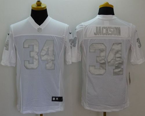  Raiders #34 Bo Jackson White Men's Stitched NFL Limited Platinum Jersey