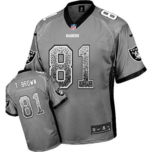  Raiders #81 Tim Brown Grey Men's Stitched NFL Elite Drift Fashion Jersey