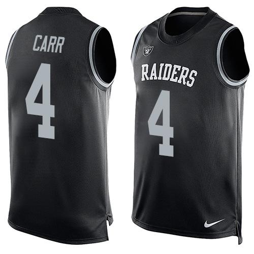  Raiders #4 Derek Carr Black Team Color Men's Stitched NFL Limited Tank Top Jersey