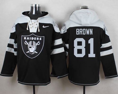  Raiders #81 Tim Brown Black Player Pullover NFL Hoodie