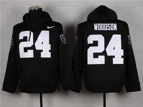 Oakland Raiders #24 Charles Woodson NFL Pullover Hoodie Black