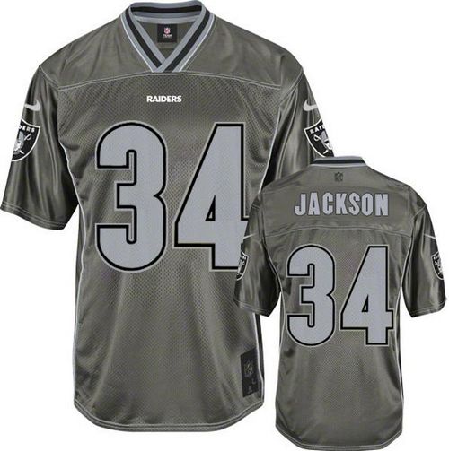  Raiders #34 Bo Jackson Grey Men's Stitched NFL Elite Vapor Jersey