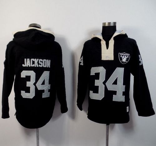 Oakland Raiders #34 Bo Jackson Black Player Winning Method Pullover NFL Hoodie