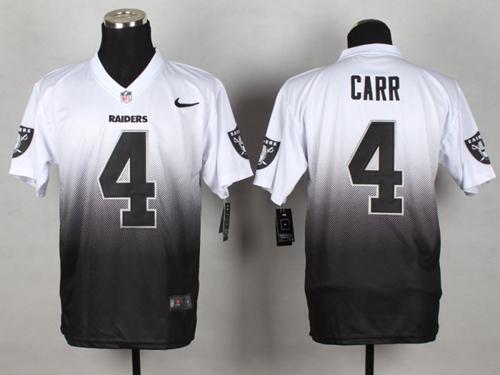  Raiders #4 Derek Carr White/Black Men's Stitched NFL Elite Fadeaway Fashion Jersey