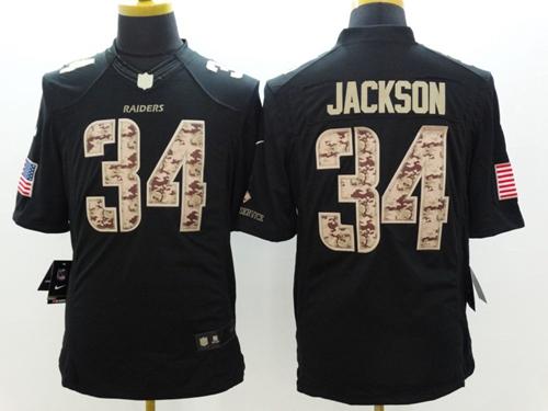  Raiders #34 Bo Jackson Black Men's Stitched NFL Limited Salute to Service Jersey