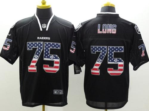  Raiders #75 Howie Long Black Men's Stitched NFL Elite USA Flag Fashion Jersey