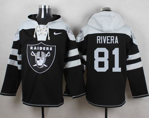  Raiders #81 Mychal Rivera Black Player Pullover NFL Hoodie