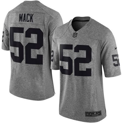  Raiders #52 Khalil Mack Gray Men's Stitched NFL Limited Gridiron Gray Jersey