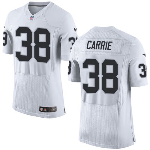  Raiders #38 T.J. Carrie White Men's Stitched NFL New Elite Jersey