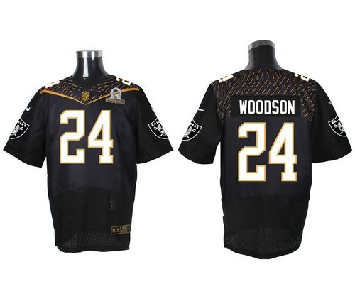  Raiders #24 Charles Woodson Black 2016 Pro Bowl Men's Stitched NFL Elite Jersey