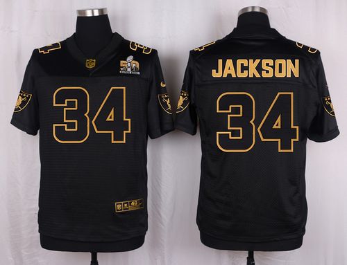  Raiders #34 Bo Jackson Black Men's Stitched NFL Elite Pro Line Gold Collection Jersey