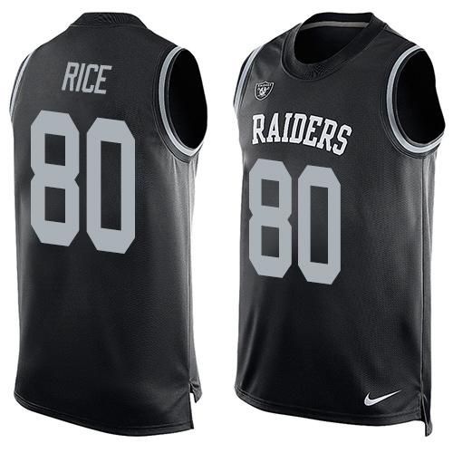  Raiders #80 Jerry Rice Black Team Color Men's Stitched NFL Limited Tank Top Jersey
