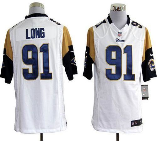  Rams #91 Chris Long White Men's Stitched NFL Game Jersey