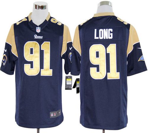  Rams #91 Chris Long Navy Blue Team Color Men's Stitched NFL Game Jersey