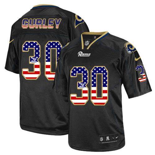  Rams #30 Todd Gurley Black Men's Stitched NFL Elite USA Flag Fashion Jersey