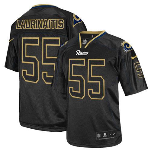  Rams #55 James Laurinaitis Lights Out Black Men's Stitched NFL Elite Jersey