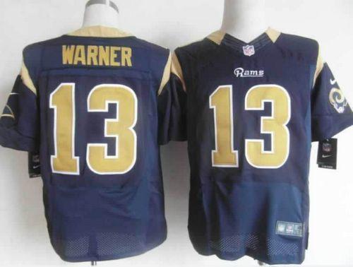  Rams #13 Kurt Warner Navy Blue Team Color Men's Stitched NFL Elite Jersey