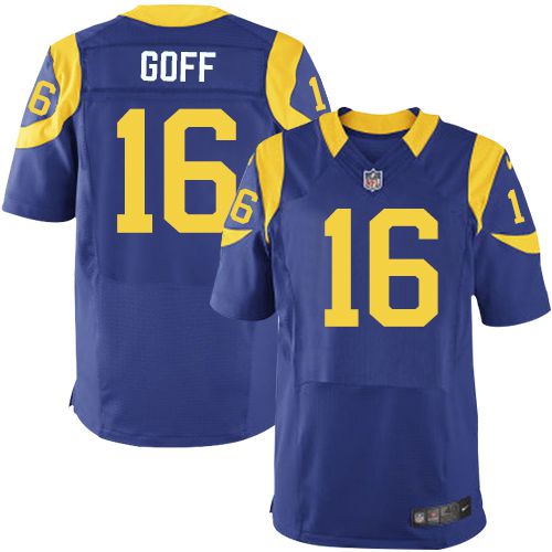  Rams #16 Jared Goff Royal Blue Alternate Men's Stitched NFL Elite Jersey