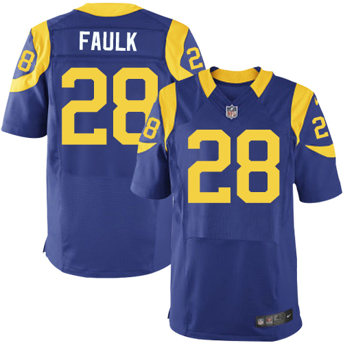  Rams #28 Marshall Faulk Royal Blue Alternate Men's Stitched NFL Elite Jersey