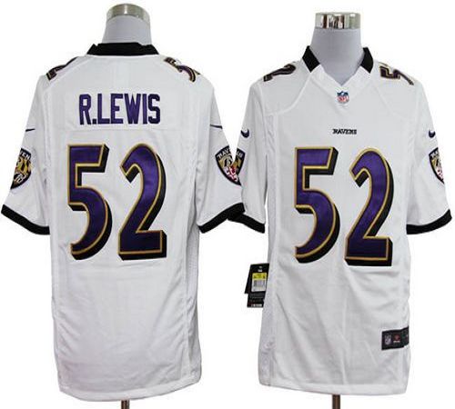  Ravens #52 Ray Lewis White Men's Stitched NFL Game Jersey