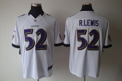  Ravens #52 Ray Lewis White Men's Stitched NFL Limited Jersey