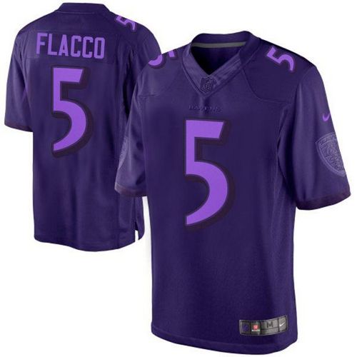  Ravens #5 Joe Flacco Purple Men's Stitched NFL Drenched Limited Jersey