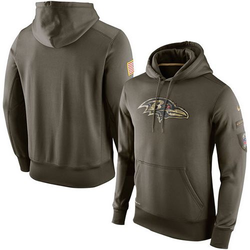 Men's Baltimore Ravens  Olive Salute To Service KO Performance Hoodie