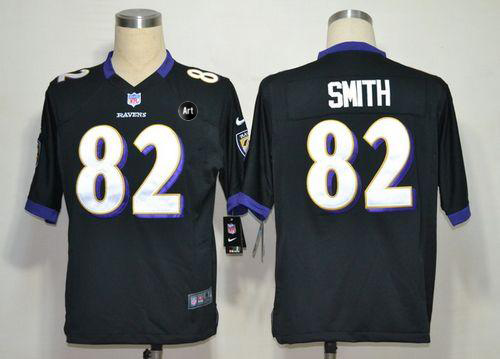  Ravens #82 Torrey Smith Black Alternate With Art Patch Men's Stitched NFL Game Jersey