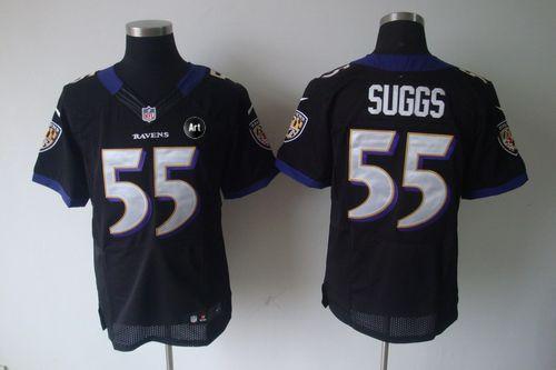  Ravens #55 Terrell Suggs Black Alternate With Art Patch Men's Stitched NFL Elite Jersey