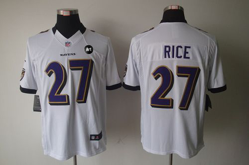  Ravens #27 Ray Rice White With Art Patch Men's Stitched NFL Limited Jersey