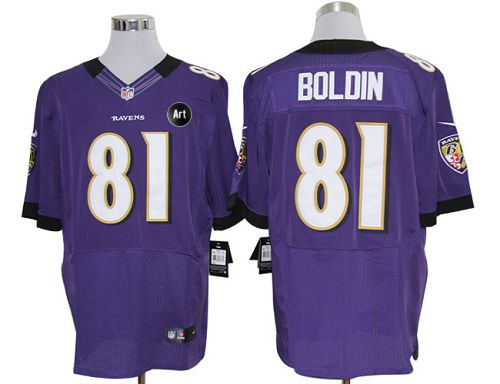  Ravens #81 Anquan Boldin Purple Team Color With Art Patch Men's Stitched NFL Elite Jersey