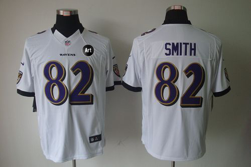  Ravens #82 Torrey Smith White With Art Patch Men's Stitched NFL Limited Jersey