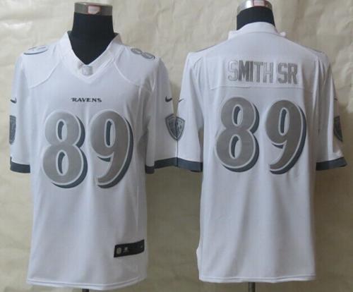  Ravens #89 Steve Smith Sr White Men's Stitched NFL Limited Platinum Jersey