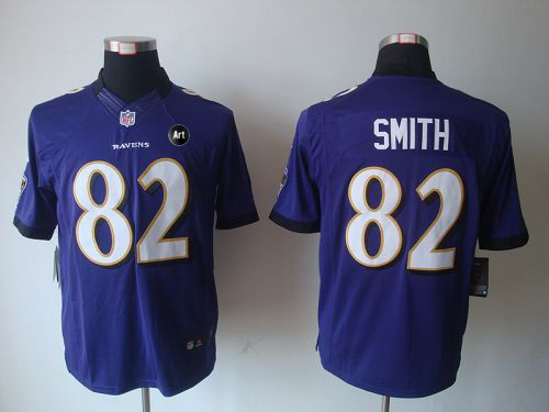  Ravens #82 Torrey Smith Purple Team Color With Art Patch Men's Stitched NFL Limited Jersey