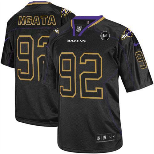  Ravens #92 Haloti Ngata Lights Out Black With Art Patch Men's Stitched NFL Elite Jersey