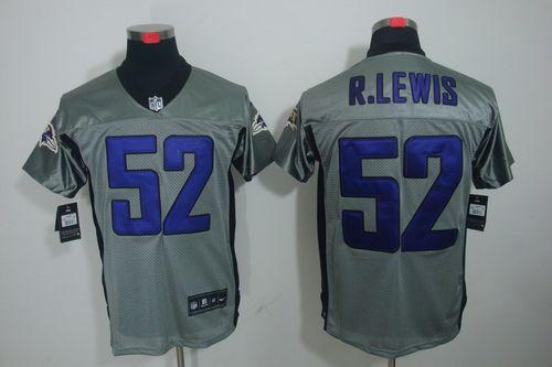  Ravens #52 Ray Lewis Grey Shadow Men's Stitched NFL Elite Jersey
