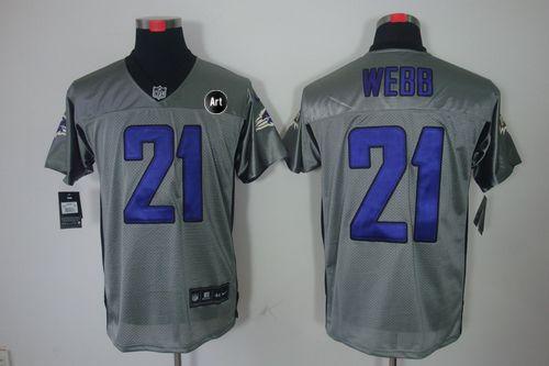  Ravens #21 Lardarius Webb Grey Shadow With Art Patch Men's Stitched NFL Elite Jersey