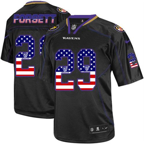  Ravens #29 Justin Forsett Black Men's Stitched NFL Elite USA Flag Fashion Jersey