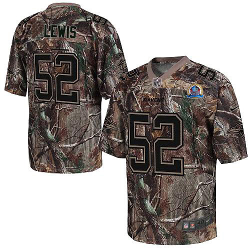  Ravens #52 Ray Lewis Camo With Hall of Fame 50th Patch Men's Stitched NFL Realtree Elite Jersey